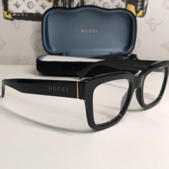✨ Luxury New Authentic Gucci GG1138O 001 Black Square Eyeglasses ✨ - Picture 3 of 9
